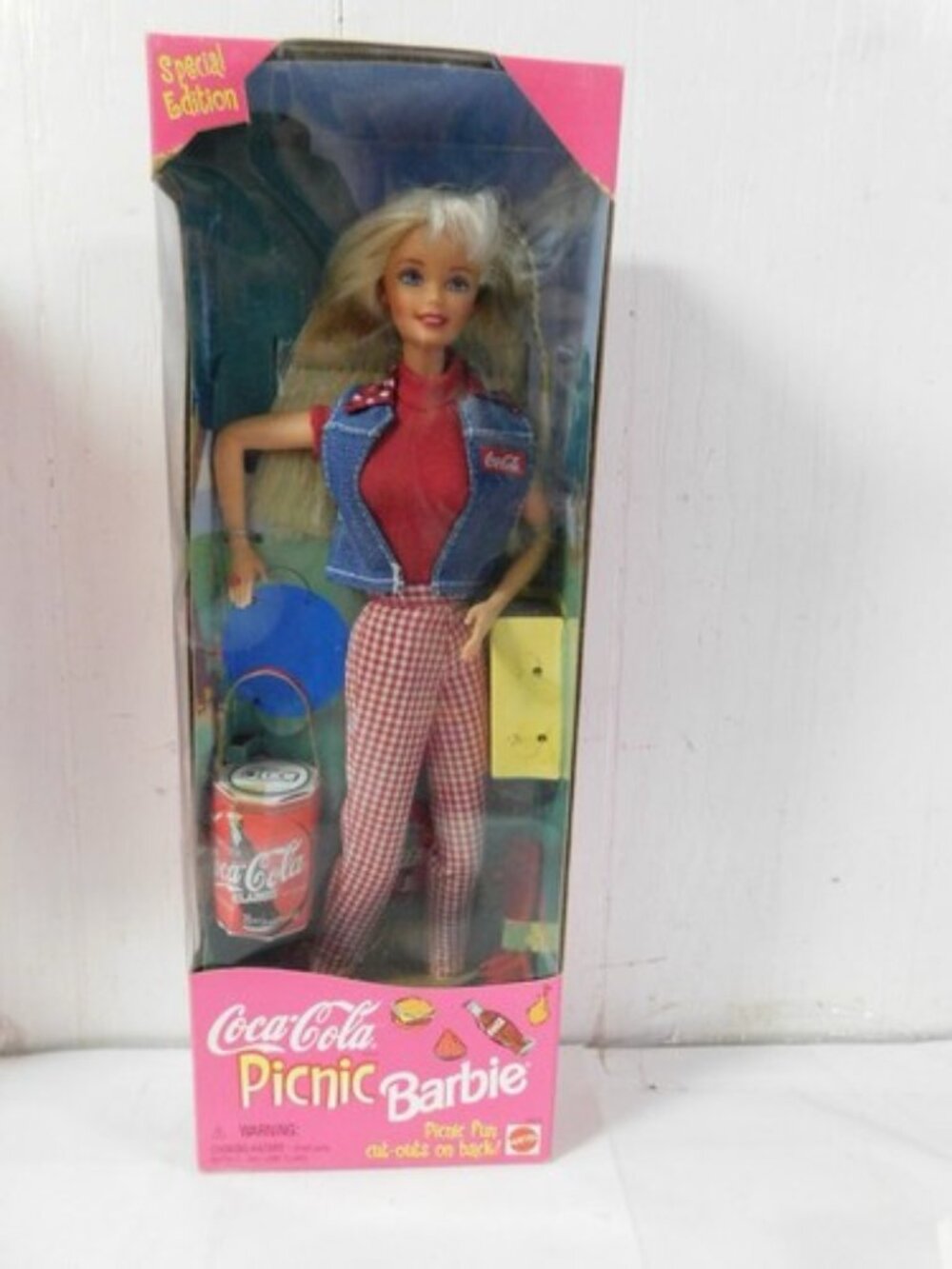 1997 Mattel Barbie Coca Cola Picnic Barbie New in Box with Picnic Fun Cutouts